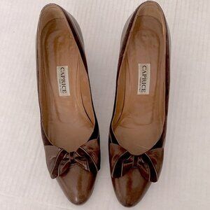 CAPRICE Made in Italy brown leather pumps size 75 AA narrow width